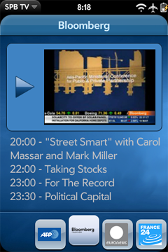 Palm Pre and Palm Pre Plus (Pixi Soon) Apps: SPB TV for webOS