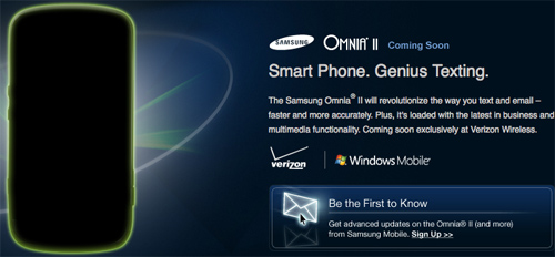 Samsung Omnia II Coming Soon to Verizon
