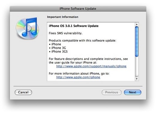 iPhone OS 3.0.1 Update 2Day