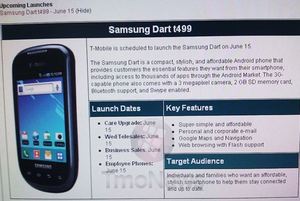 Samsung Galaxy News, Cheap Samsung Dart 6/15 Release Date