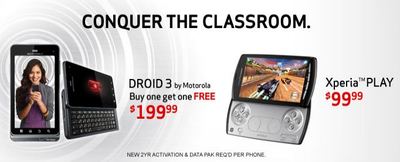 VZW Deals: BYGO Droid 3/Droid X2, Xperia Play $99, $399 Motorola Xoom, $69.99 Samsung Galaxy Tab & 4G LTE Deals