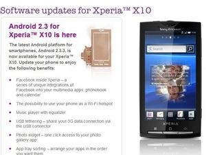 Update News: Sony Xperia X10 Android 2.3 Gingerbread Update Released Today