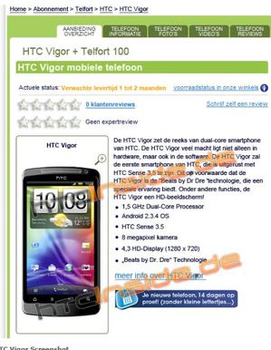 HTC ThunderBolt News: HTC Vigor Specs Beats Droid Bionic?