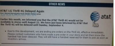 Un-Thrilling News: LG Thrill 4G AT&T Release Date Delayed Preorders Stopped