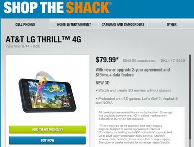 LG Thrilling News:  RadioShack Preorders 4 LG Thrill 4G Priced @ $79.99