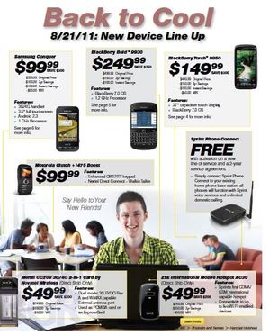 Sprint New Releases BlackBerrry Bold 9930, Torch 9850, Samsung Conquer Free Connecx, August 21 Release Date