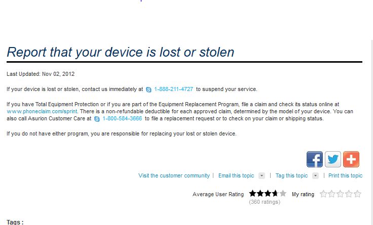 Lost/Stolen Cell Sprint Phones in Vegas Stay in Vegas